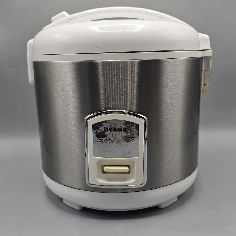 Oyama Stainless Steel Rice Cooker and Warmer 10-Cup 1.8 L White Flowers CFS-F18W